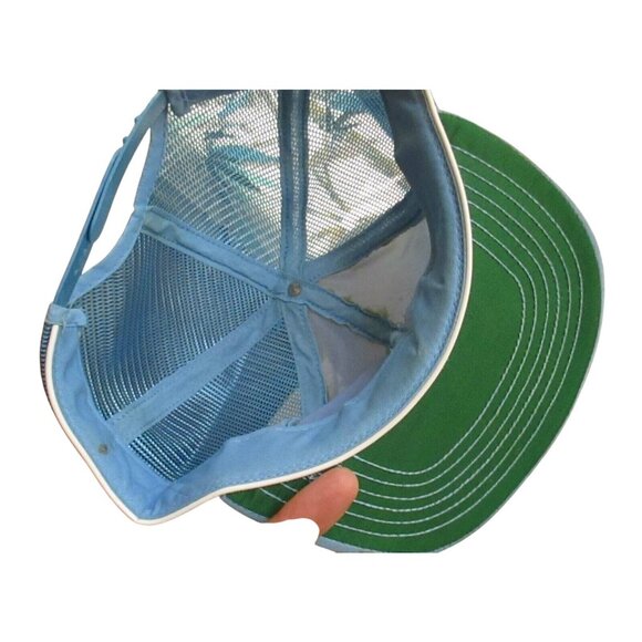Skater Cap Vintage 1980s BLANK BLUE White Mesh trucker OSFA - Picture 6 of 8
